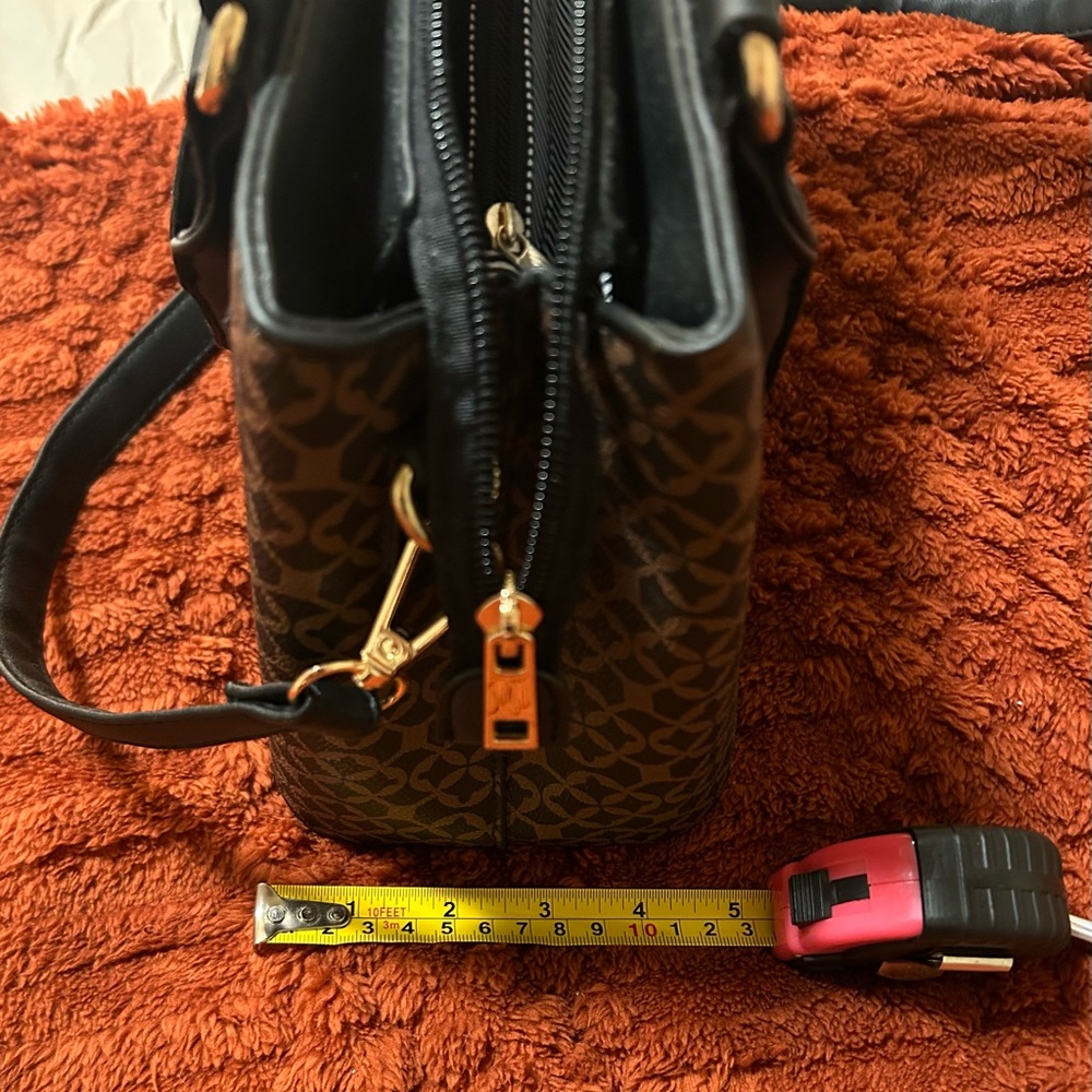 Black And Brown Patterned Handbag - image 6